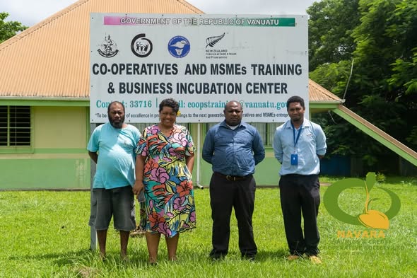 The evaluation team outside the Co-operatives and MSMEs Training and Business Incubation Center, March 2024